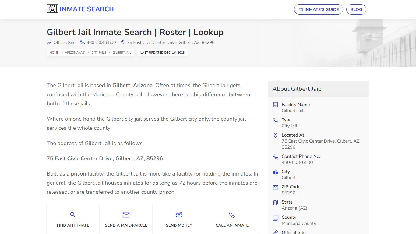 Gilbert Jail Inmate Search | Roster | Lookup