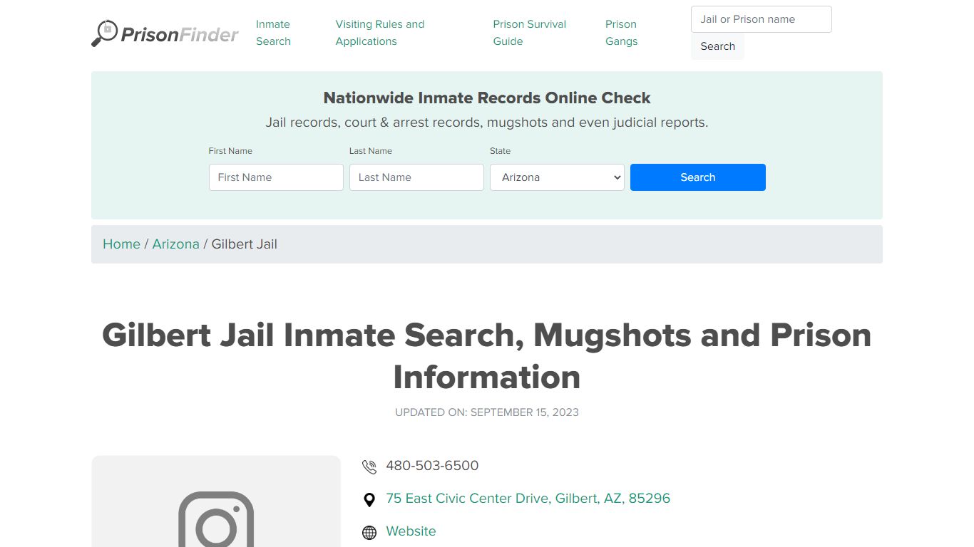 Gilbert Jail Inmate Search, Mugshots and Prison Information