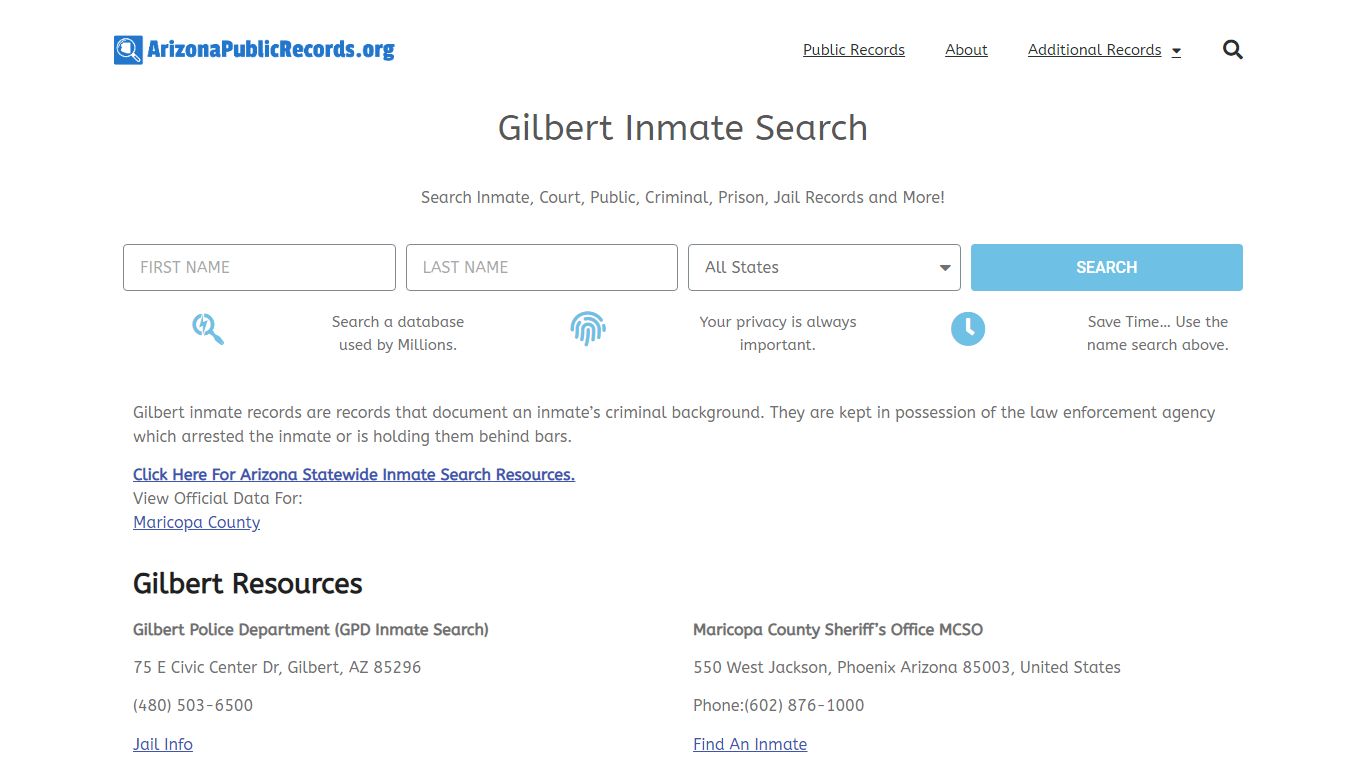 Gilbert Inmate Search - Current & Past GPD AZ Jail Records